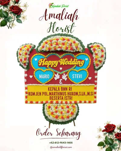 Karangan Papan Bunga Pernikahan di Warureja